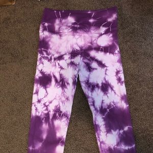 Purple and white leggings